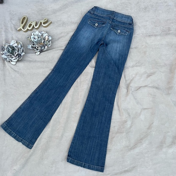 FLARE Wide Bottom Denim Dynamite Blue Washed Jeans - XXS w25 - Picture 3 of 3